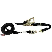 1"x16' Utility Tie Down Ratchet Strap with D-Rings and Wire Hooks