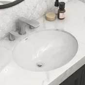 15 x 12 '' Undermount Bathroom Vanity Sink White Oval Porcelain Ceramic with Overflow