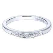 14k White Gold Curved Diamond Band