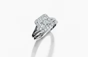 14K White Gold Princess Cut 1.24 Carat tw of  Diamond Ring and 14K White Gold  Band