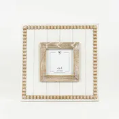 11589 - 10x10 wood beaded photo frame (holds 4x4 picture)