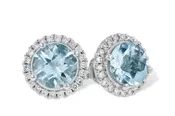 Aquamarine Halo Earrings
