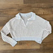 525 Blue and White Loose Knit Stripe Sweater, XS