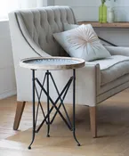 Classic Vintage Wood And Metal Round Side Table