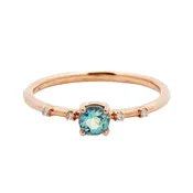 14K ROSE GOLD AQUAMARINE DIAMOND RING