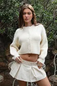 ISOLDE Chunky Knit Wool Blend Button Down Boxy Cardigan