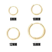 18K Gold PVD Stainless Steel Classic Hoop Huggie Earrings: Gold / 16mm