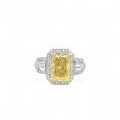 Platinum & 18K Gold 4.04ct Fancy Intense Yellow Lab Diamond Ring