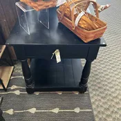 Black Wood End Table with Drawer