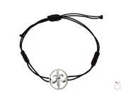 18K White Gold .03ct Diamond Fleur de Lit Charm Adjustable String Bracelet Sale