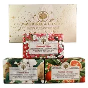 Bath Soap Bars (3 Bars, 7 Oz) in Gift Box - Japanese Plum, French Pear and Sicilian Orange Scents