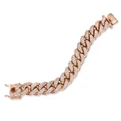10K Rose Gold Men's 9.5" Cuban Diamond Bracelet