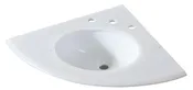 24" Corner White Marble Vanity Top with Single Sink, Top & Sink Only, 24" W x 24" D, 3-Hole 8" Faucet Pre-drilled