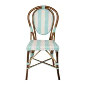 Azure and White Mediterranean Bistro Chair (petit points bandes- stripe)