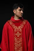 Chasuble made from soft touch red velvet fabric