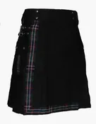 Black Hybrid Kilt with Scottish National Straps
