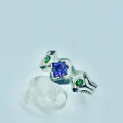 Custom Sterling Silver cuff bracelet, Amethyst and Chrome Diopside