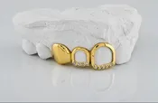 2 Open Face With Si Diamond | 1 Solid Gold Tooth DQ1040