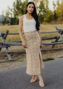 BIAS MAXI SKIRT IN PEACHWOOD