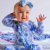 Little Lima Beans Orchid Bloom Footie Romper