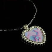 Silver Heart Shape Sublimation Pendant With Rhinestones