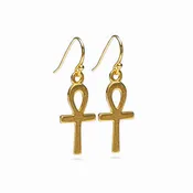 Ankh Earrings Bright Gold Finish
