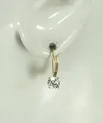 14K Solid Gold CZ Fixed Round 5 mm Lever Back Drop Earrings Cubic Zirconia Diamo