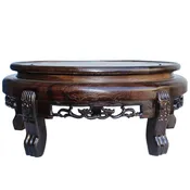 11" Chinese Brown Wood Round Table Top Stand Display Easel  ws129AS