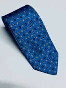 Cobalt Vivid Blue Geometric pattern Hand Made Italian Silk Tie