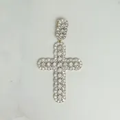 10K White Gold Natural Diamond Cross Pendant 2.00 CTW Estate Religious Charm — Avior Jewelry