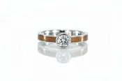 14K GOLD BEZEL SET DIAMOND CHERRY WOOD RING