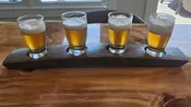 4-Glass Beer Flight – Reclaimed Barrel Stave Board