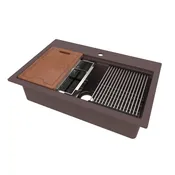 132-7289 Ruston 33″ x 22″ Single Bowl Brown Granite Composite Work Station Dual-Mount Sink