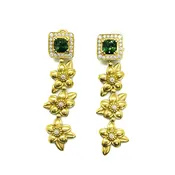 Vintage Green Tourmaline Flower Earrings