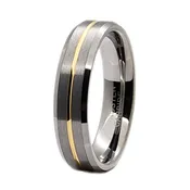 Brushed Tungsten Band with Gold Plated Line