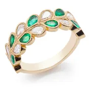Emerald and Diamond Vine Design Ring