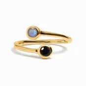 Adjustable Black Obsidian Labradorite Ring - Evolve