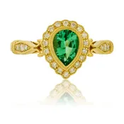 14KY Diamond & Mint Emerald Ring