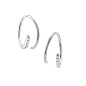 0.03 CTW Round Diamond Huggie Earrings in 14K White Gold