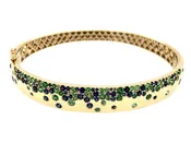 Sapphire & Tsavorite Bangle in Green Gold