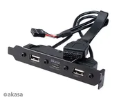 Akasa USB 3.1 Gen 1 internal adapter cable with dual USB 2.0 Type-A ports