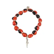 Ballerina Dancer Charm Stretchy Bracelet w/Meaningful Good Luck, Prosperity, Love Huayruro Seeds