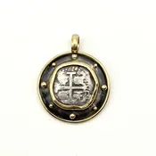Pendant One Real Coin Philip V 1704  18k & Silver #82375 — Everett Designs