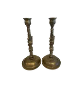 Brass candle holder pair