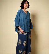 Bandhani Linen Gol Pants in Navy