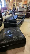 2PC BLACK SOFA AND OTTOMAN