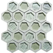 Bati Orient Marble Stone Glass Mix Hexagon Wall Tile