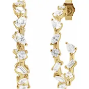 14K 2 CTW Lab-Grown Diamond Multi-Shape Hoop Earrings