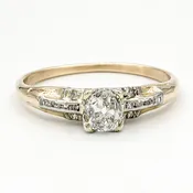 Vintage 14 Karat Gold Engagement Ring With 0.40 Carat Old Mine Cut Diamond EGL – G SI1