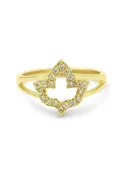 14k Gold Plated Ivy Leaf Ring with CZs
